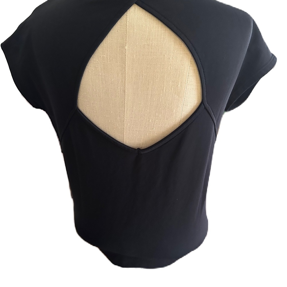 Athleta Open Back Short Sleeve Black Sweatshirt. Size XXS